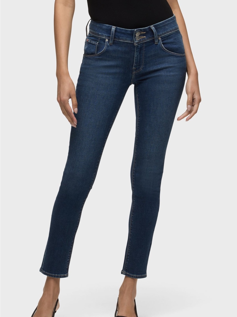 Hudson NWT Collin Obscurity Dark Blue Italian Stretch Denim Midrise Skinny Jeans